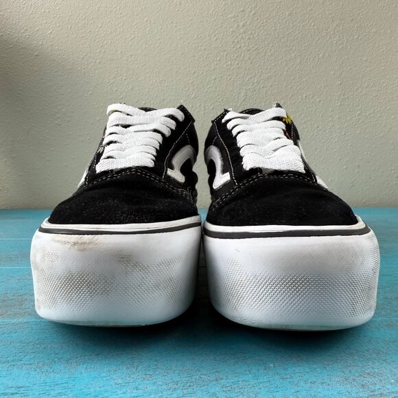 VANS Old Skool Stackform Black White Floral Embroidery Women's Size 8.5 - Picture 3 of 10